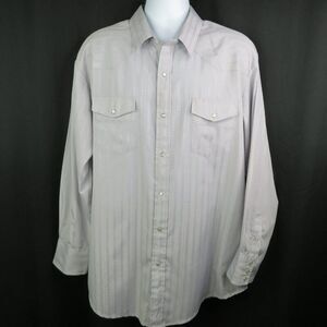 Roper Western Shirt Men's 2XL Gray Stripe Pearl Snap Long Sleeve
